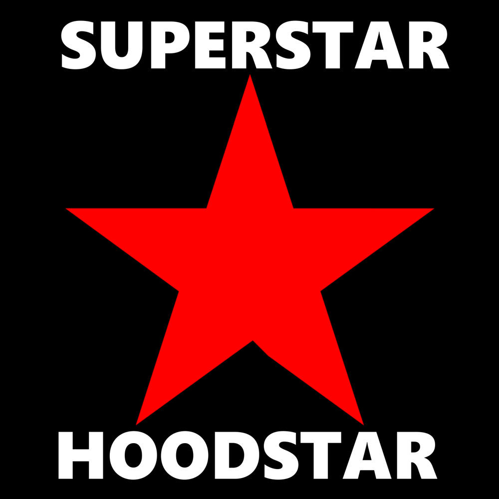 SuperStar HoodStar album cover — a red star on black